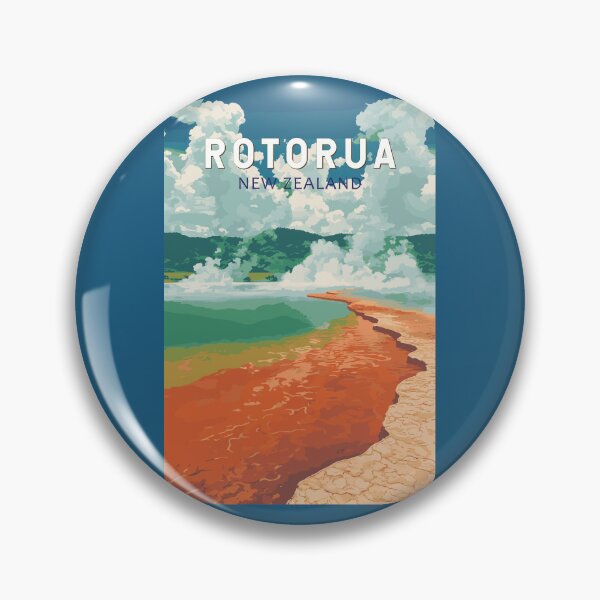 Item preview, Rotorua New Zealand Illustration Travel Art Vintage designed and sold by KrisSidDesigns.