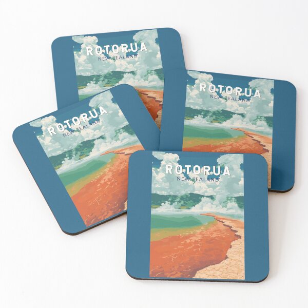 Item preview, Rotorua New Zealand Illustration Travel Art Vintage designed and sold by KrisSidDesigns.