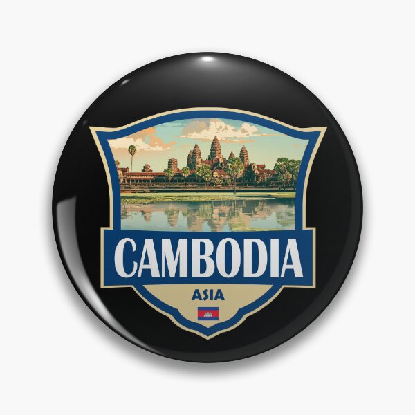 Item preview, Cambodia Illustration Retro Badge designed and sold by KrisSidDesigns.