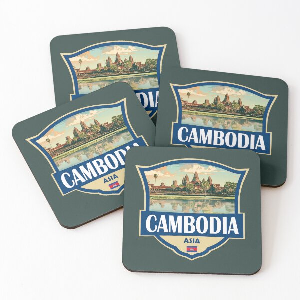 Item preview, Cambodia Illustration Retro Badge designed and sold by KrisSidDesigns.