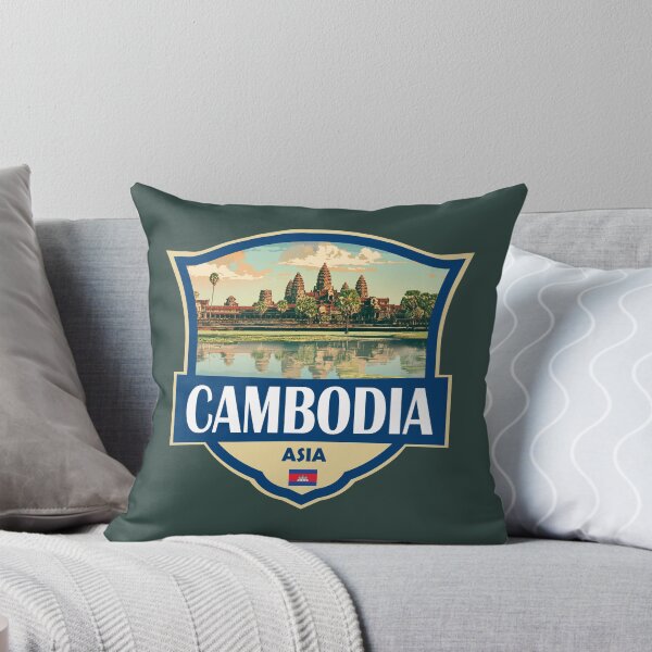 Item preview, Cambodia Illustration Retro Badge designed and sold by KrisSidDesigns.