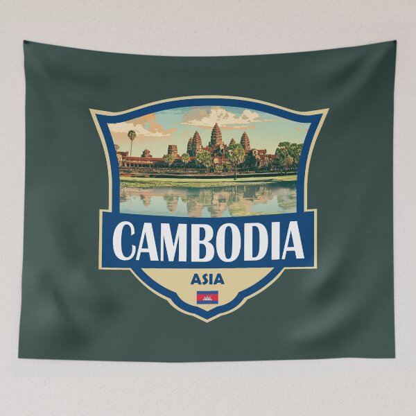 Item preview, Cambodia Illustration Retro Badge designed and sold by KrisSidDesigns.