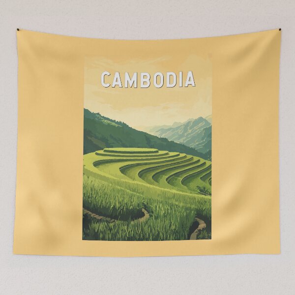 Item preview, Cambodia Illustration Travel Art Vintage designed and sold by KrisSidDesigns.