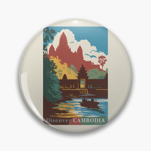 Item preview, Cambodia Temple Illustration Travel Art Vintage designed and sold by KrisSidDesigns.