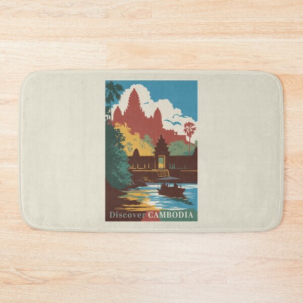 Item preview, Cambodia Temple Illustration Travel Art Vintage designed and sold by KrisSidDesigns.