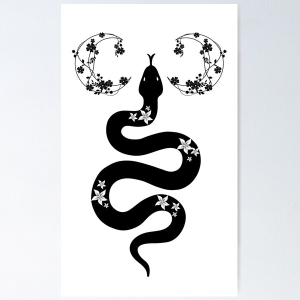 Item preview, Black Snake Flowers moon designed and sold by Paradise-Vibes.