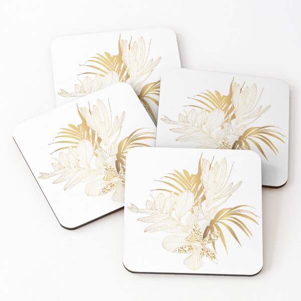 Item preview, Golden floral composition with line troical plants and leaves. designed and sold by MatyKotiv.