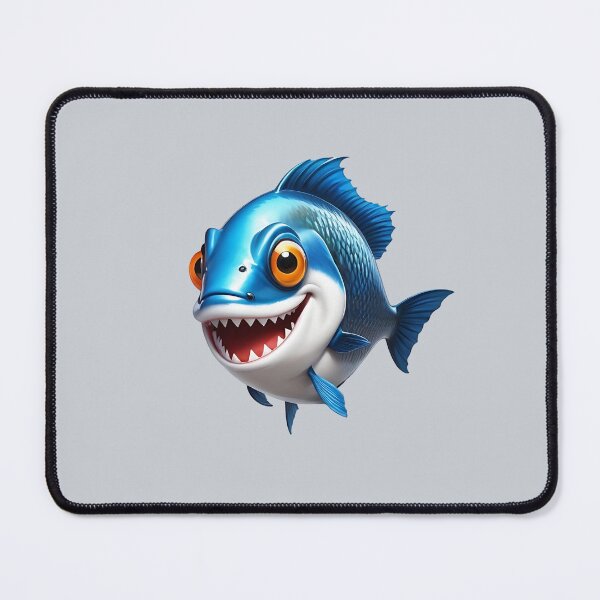 Item preview,  Blue Cartoon Fish with Big Eyes and Sharp Teeth – Fun & Playful Art designed and sold by digitalscrabble.