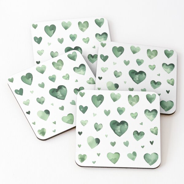 Item preview, Green Watercolor Hearts designed and sold by mirror circus.