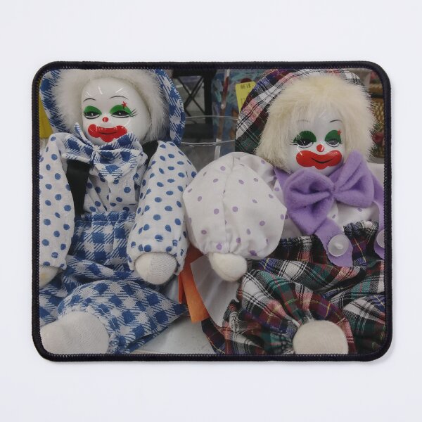 Item preview, Blue and Purple Porcelain-faced Clowns designed and sold by happy-thrifting.
