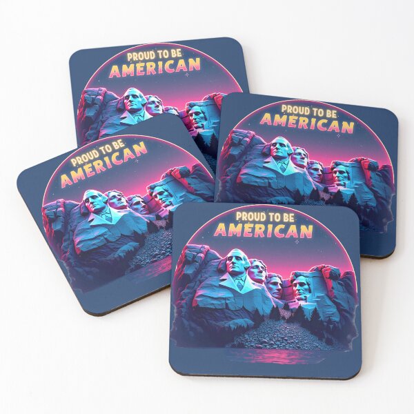Item preview, Proud to be American: Mount Rushmore in Retrowave Aesthetics designed and sold by RetroTraveller.