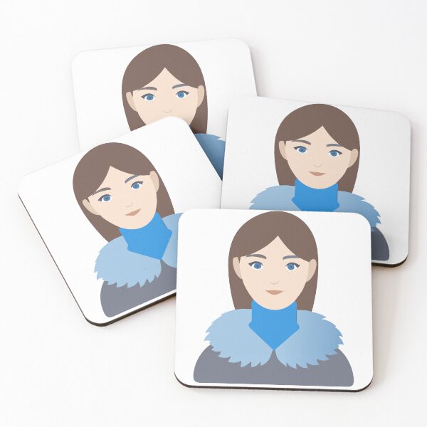 Item preview, Illustration of a Woman in a Gray Coat and Blue Scarf designed and sold by Creative88Art.