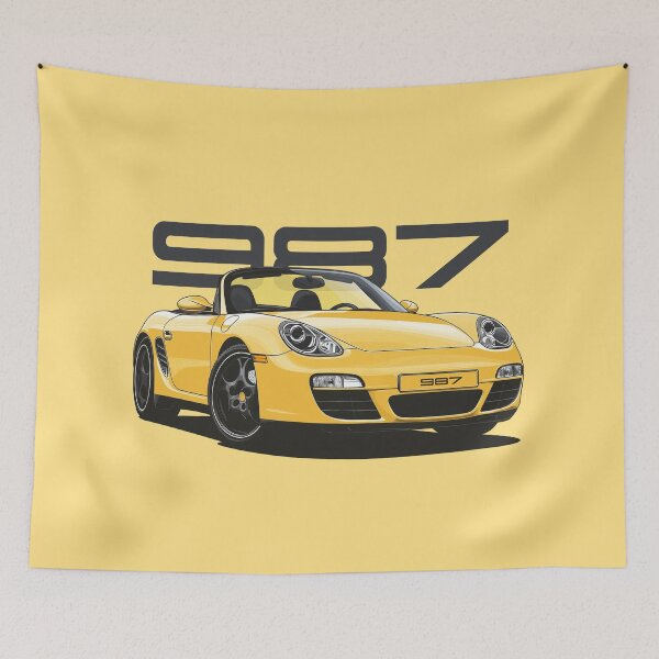 Item preview, Porsche 987 Boxster yellow classic illustration designed and sold by blackdogshop.