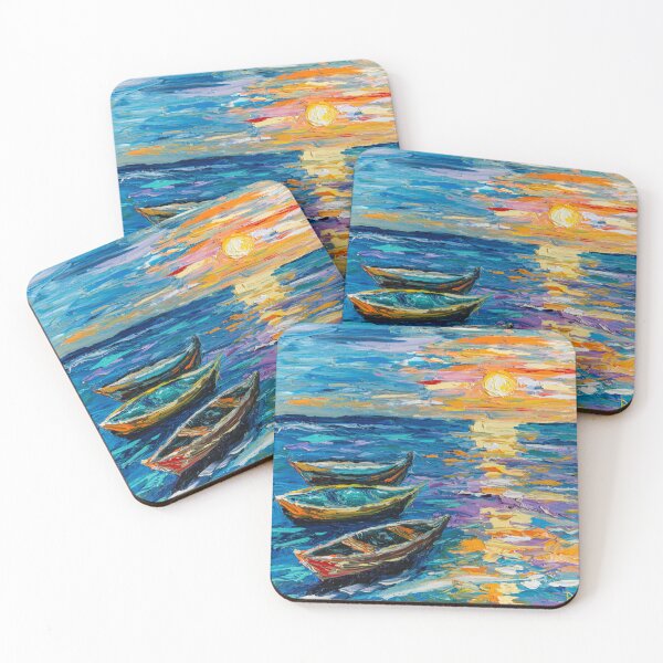 Item preview, Boats at sunset light designed and sold by VladArt House.