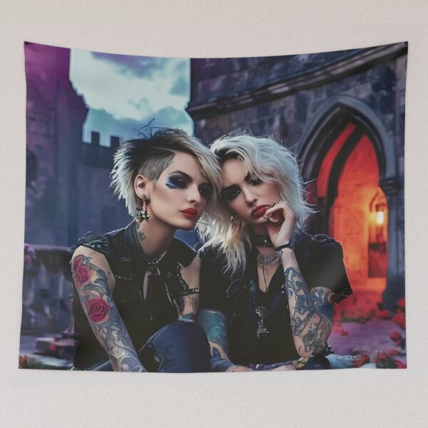 Item preview, Goth Girls At Cemetary designed and sold by TheDarkWardrobe.