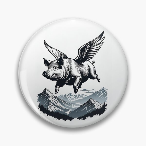 Item preview, Flying pig stencil illustration fly over mountain, anything is possible,  designed and sold by cheekylorns.