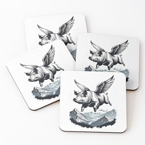 Item preview, Flying pig stencil illustration fly over mountain, anything is possible,  designed and sold by cheekylorns.