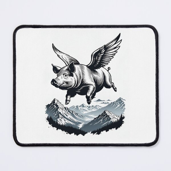 Item preview, Flying pig stencil illustration fly over mountain, anything is possible,  designed and sold by cheekylorns.