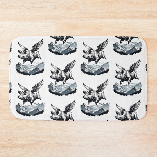 Item preview, Flying pig stencil illustration fly over mountain, anything is possible,  designed and sold by cheekylorns.