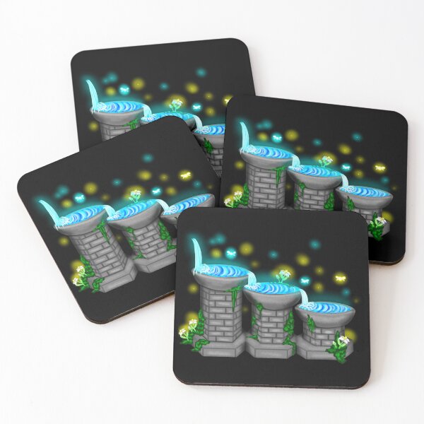 Item preview, Old ruin with magical water, moss, fireflies and glowing flowers designed and sold by katecheerycake.