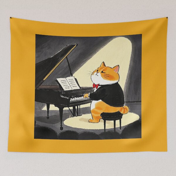 Item preview, pianist ginger cat designed and sold by artsmeow.