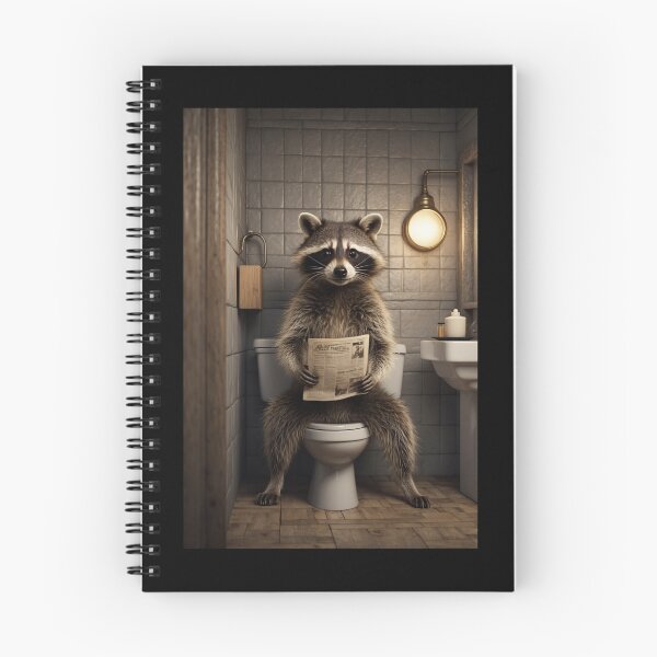 Item preview, Funny Raccoon Reading Newspaper on Toilet designed and sold by vk09.
