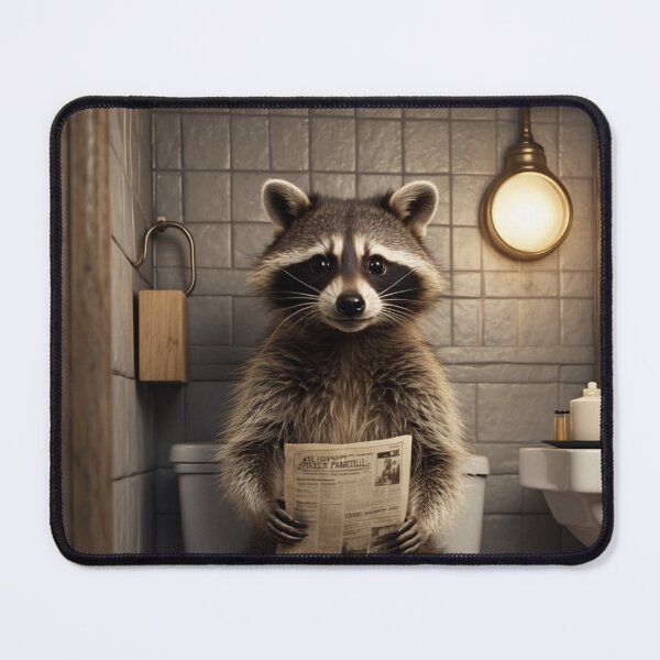 Item preview, Funny Raccoon Reading Newspaper on Toilet designed and sold by vk09.