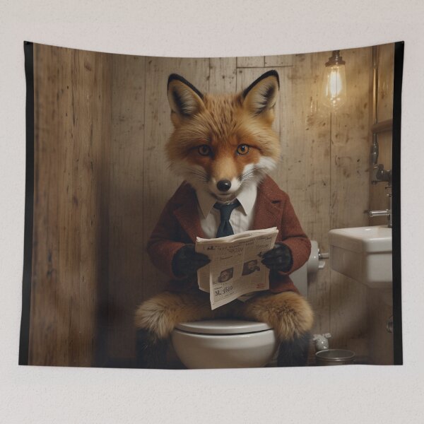 Item preview, Sophisticated Fox Reading Newspaper on Toilet designed and sold by vk09.