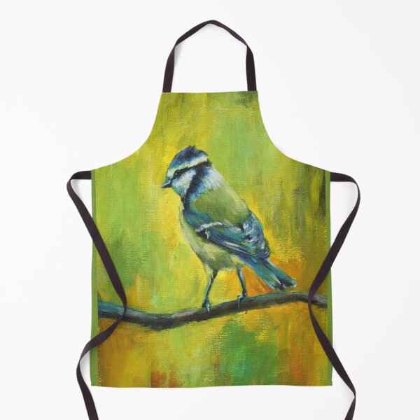 Item preview, Cute blue titmouse bird portrait (cyanistes caeruleus) acrylic painting designed and sold by KarenKaspar.