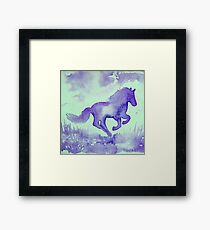 Blaues Aquarell Pferd Gerahmtes Wandbild