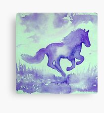 Blaues Aquarell Pferd Leinwanddruck