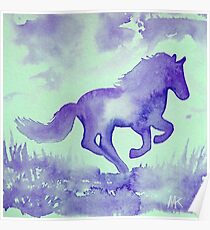 Blaues Aquarell Pferd Poster