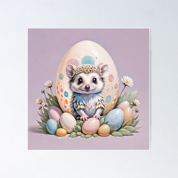 Item preview, Floral Hedgehog Easter Decor – Cute Spring Animal Digital Print designed and sold by Freestyle Designs.