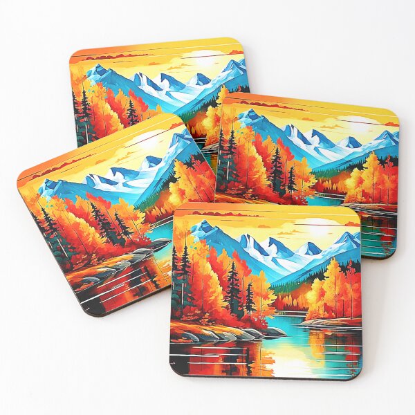 Item preview, Autumn Mountain Lake Scene designed and sold by Health And Fitness Posts e-Store.