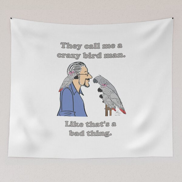 Item preview, Crazy Bird Man Grey designed and sold by Laughing Parrot Studio.