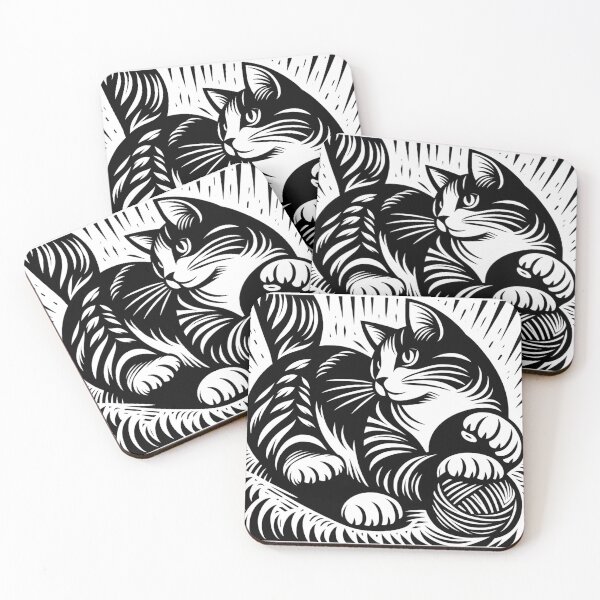 Item preview, Cat and Ball: Black and White Playful designed and sold by Memetitation.