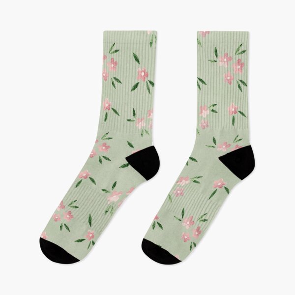 Item preview, Tiny and cute pink flowers and green leaves pattern on green background. Botanical illustration. designed and sold by helga-wigandt.