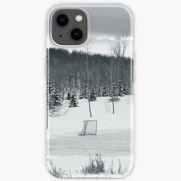 Black and White Pond Hockey iPhone Soft Case