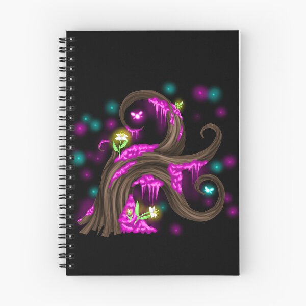 Item preview, Magical tree with pink moss, fairies, fireflies and glowing flowers designed and sold by katecheerycake.