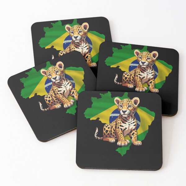 Item preview, Jaguar Cub & Brazil Flag – South America’s Wild Beauty designed and sold by MixedVibes Co..