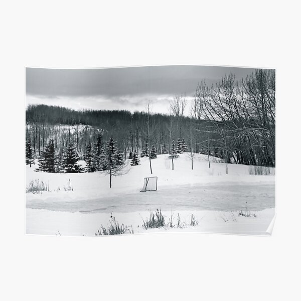 Black and White Pond Hockey Poster