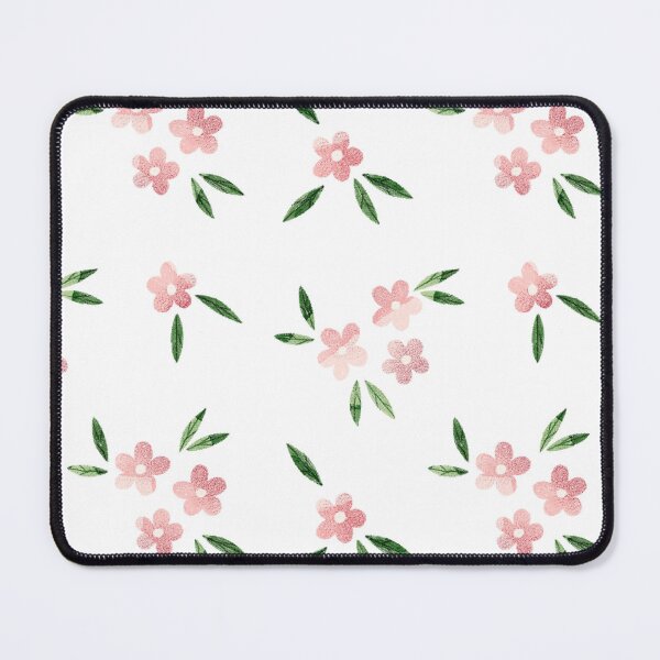 Item preview, Tiny and cute pink flowers and green leaves pattern on white background. Botanical illustration. designed and sold by helga-wigandt.
