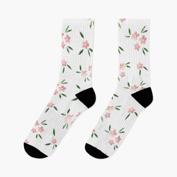 Item preview, Tiny and cute pink flowers and green leaves pattern on white background. Botanical illustration. designed and sold by helga-wigandt.