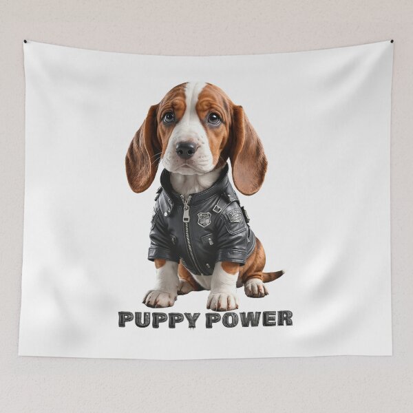 Item preview, Puppy Power. Cute Basset hound dog designed and sold by Drone-tees.