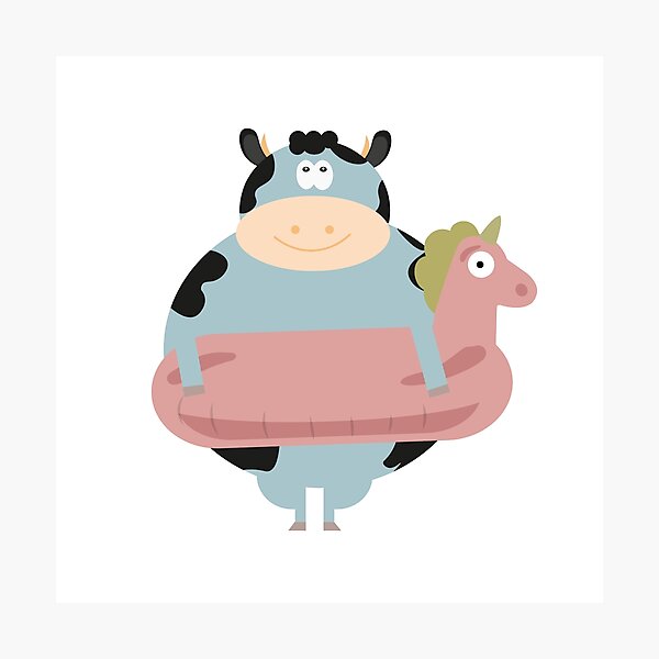 Item preview, Summer Illustration with Cow and Balloon Swimming designed and sold by AlginaPugachova.