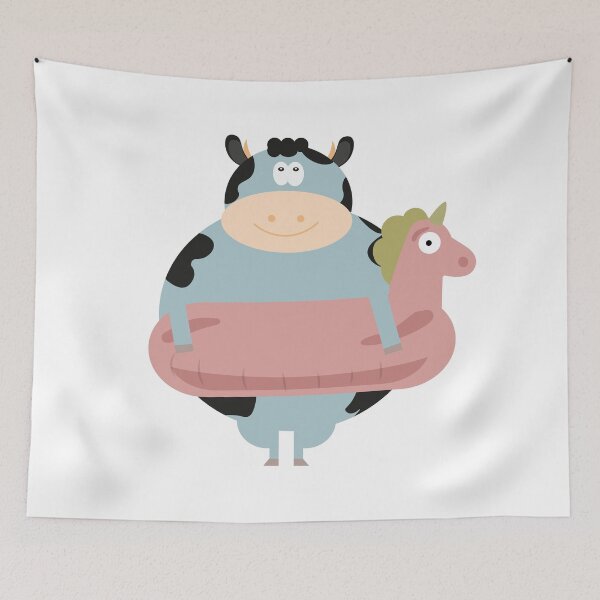 Item preview, Summer Illustration with Cow and Balloon Swimming designed and sold by AlginaPugachova.