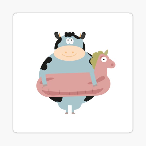 Item preview, Summer Illustration with Cow and Balloon Swimming designed and sold by AlginaPugachova.