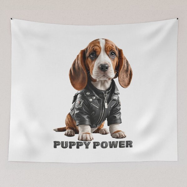 Item preview, Puppy Power. Cute Basset hound dog designed and sold by Drone-tees.