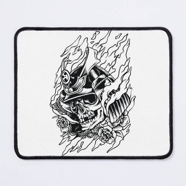 Item preview, Skull Samurai art print, stunning black and white pencil sketch for home decor, unique gift for art lovers and samurai enthusiasts designed and sold by traxim.