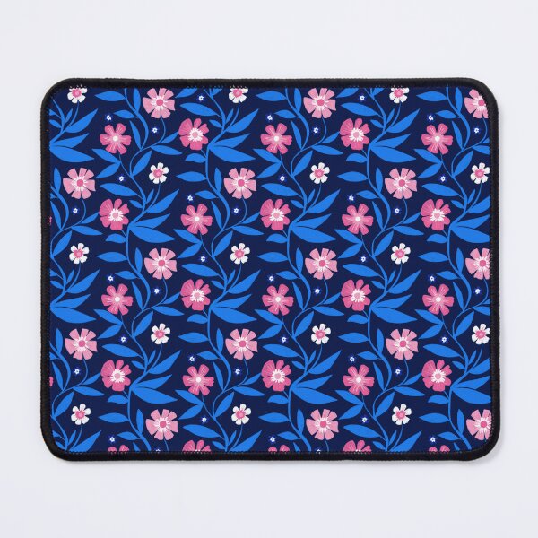 Item preview, Pink and Blue Trailing Flowers - Dark Blue designed and sold by Goose and Ghost.